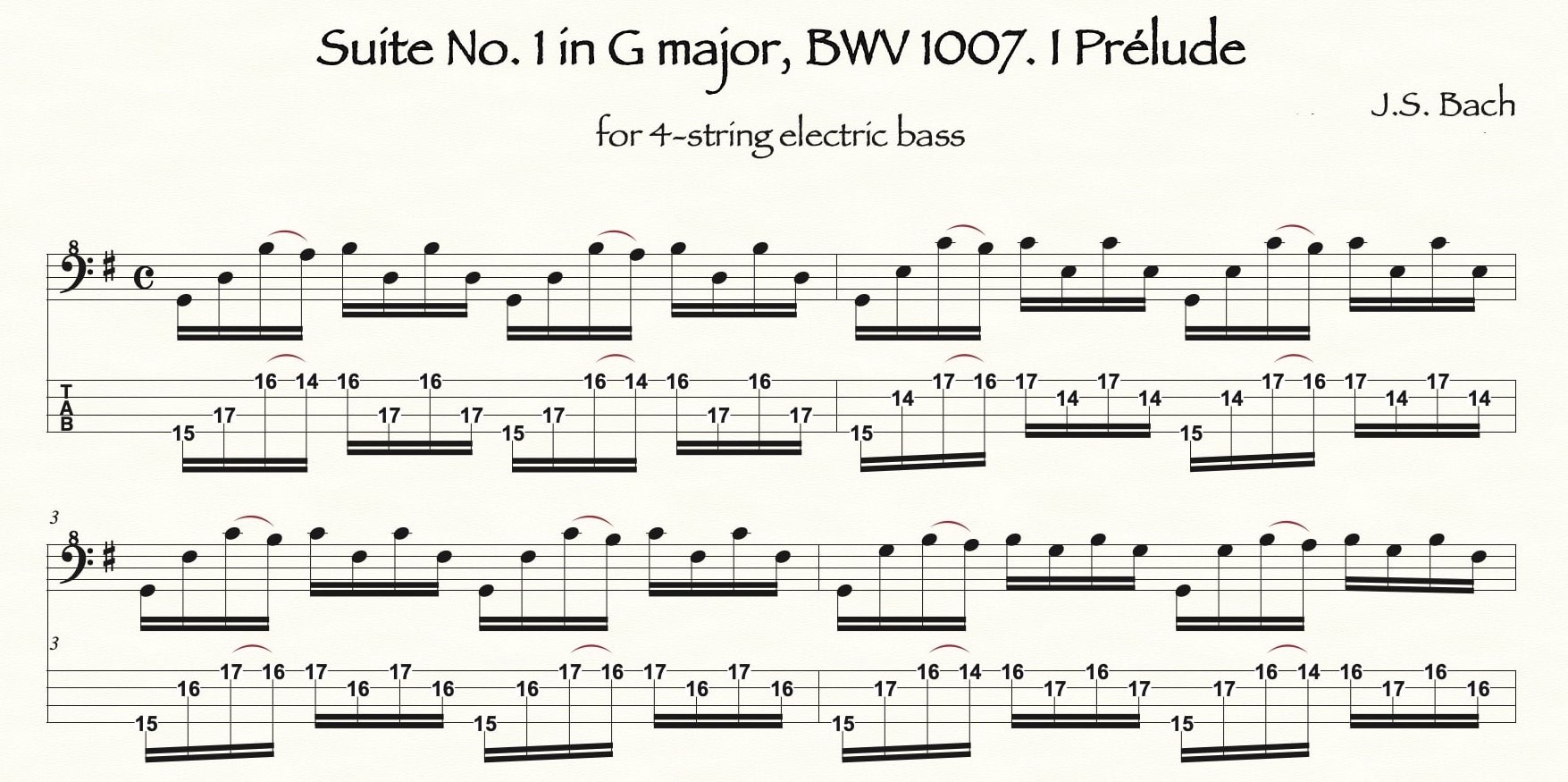 J.S.Bachの無伴奏チェロ組曲「No.1 in G Major, BWV1007.I Prelude」をソロベース用にアレンジ