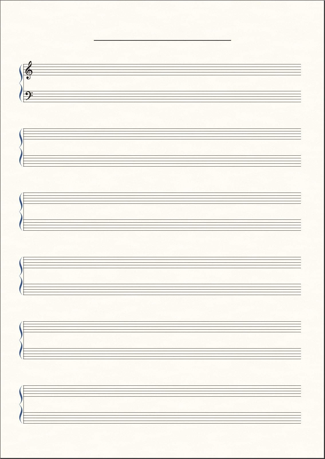 手書き用の空五線譜（2段）